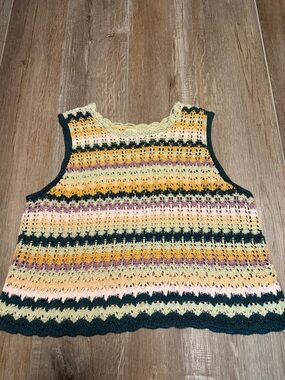 Universal Thread Pastel Striped Crochet Tank Top